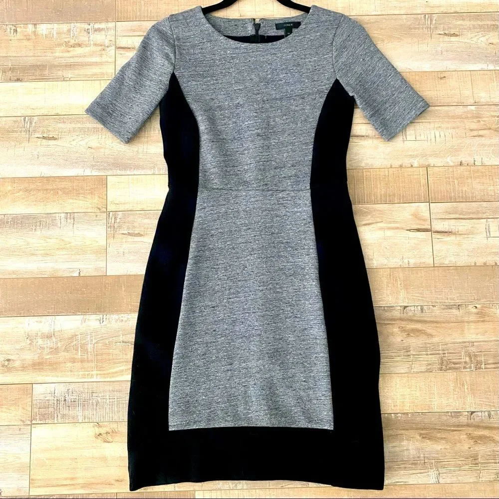 🌟 J CREW Monochrome Gray Black Jersey Dress